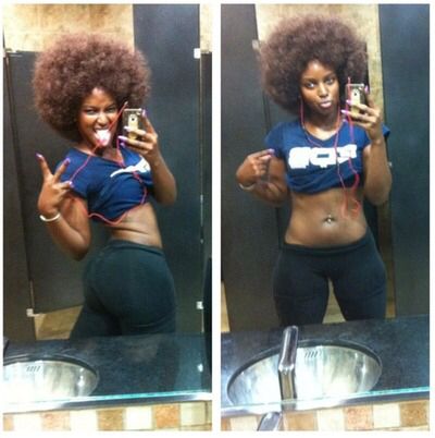 Image of Amara La Negra after doing her work out routine