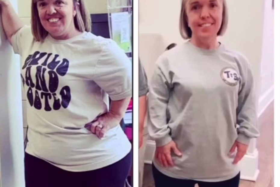 Image of Amber Johnston before and after her weight loss