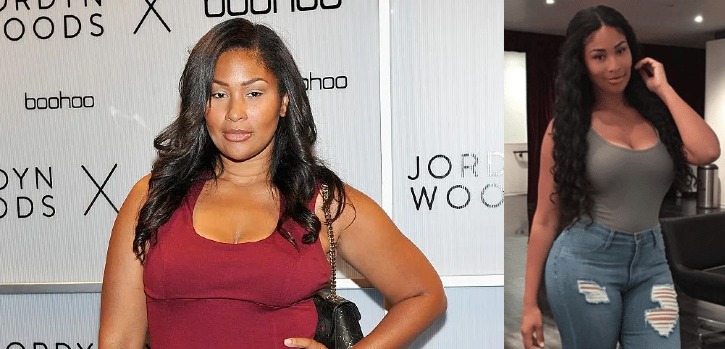 Image of Anansa Sims before and after her weight loss