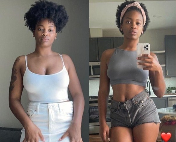 Image of Ari Lennox before and after her weight loss