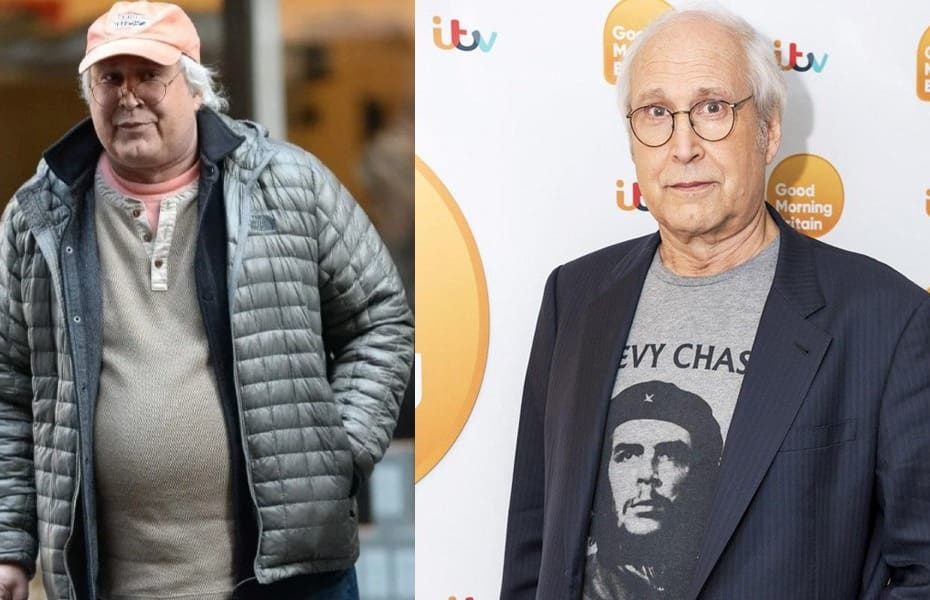 Image of Chevy Chase before and after his weight loss