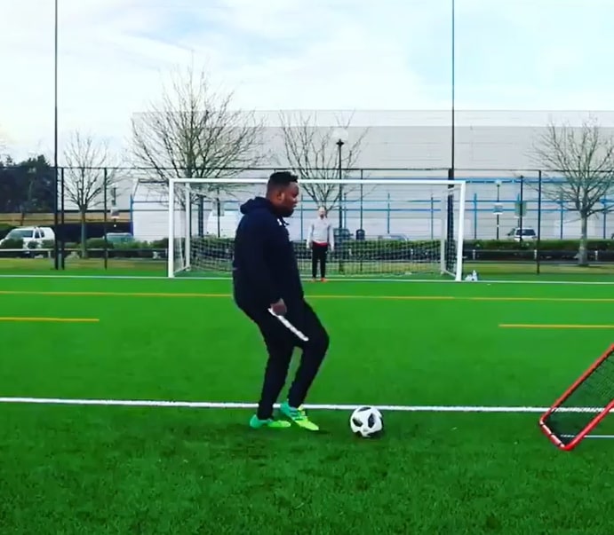 Image of Chunkz playing soccer to stay fit