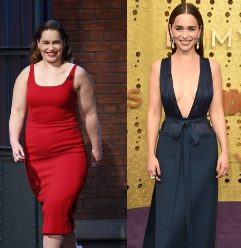 Image of Emilia Clarke before and after her weight loss