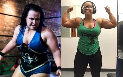 Image of Jordynne Grace before and after her weight loss