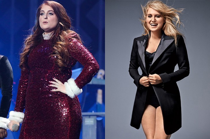Image of Meghan Trainor before and after her weight loss