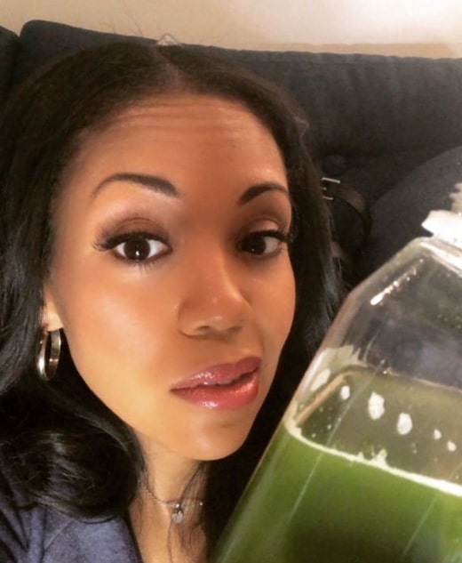 Image of Mishael Morgan and her diet and cleansing drink