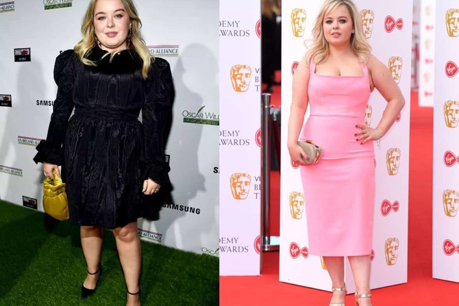 Image of Nicola Coughlan before and after her weight loss